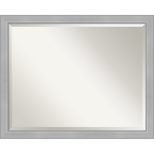 Brushed Nickel Framed Wall Mirror In, Polished Nickel Rectangular Bathroom Mirror