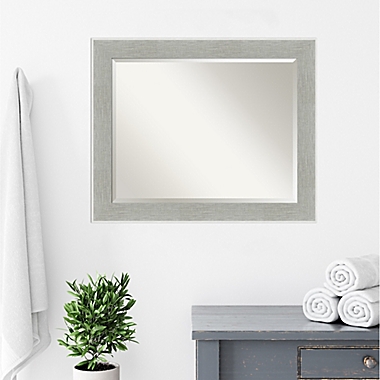 Amanti Art Glam 33-Inch x 27-Inch Linen Framed Wall Mirror in Grey. View a larger version of this product image.