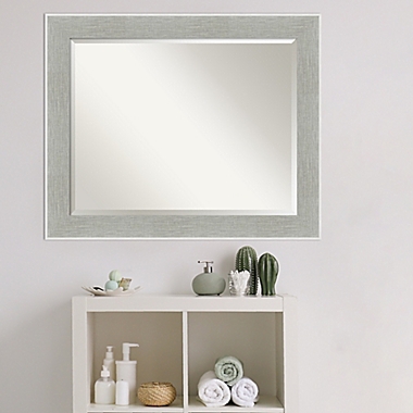 Amanti Art Glam 33-Inch x 27-Inch Linen Framed Wall Mirror in Grey. View a larger version of this product image.