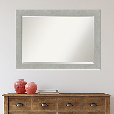 Amanti Art Glam 41-Inch x 29-Inch Linen Framed Wall Mirror in Grey. View a larger version of this product image.
