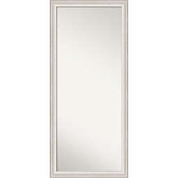 Trio Whitewash Silver Framed Full Length Floor Leaner Mirror in White