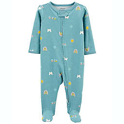 carter's® Butterfly 2-Way Zip Cotton Sleep & Play in Teal
