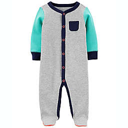 carter's® Colorblock Snap-Up Thermal Sleep & Play in Teal/Grey