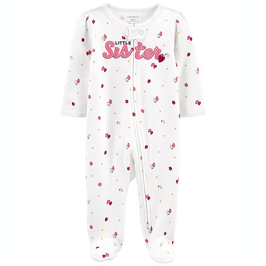 Alternate image 1 for carter's® Little Sister 2-Way Zip Cotton Sleep & Play in Cream
