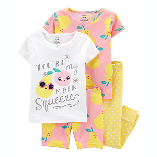 Alternate image 1 for carter's® 4-Piece Pear Pajama Set in Pink