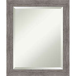 Amanti Art 19-Inch x 23-Inch Pinstripe Plank Framed Wall Mirror in Grey