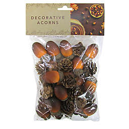 34-Piece Bagged Decorative Acorns in Brown
