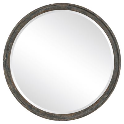 Edward 34-Inch Round Mirror in Blue