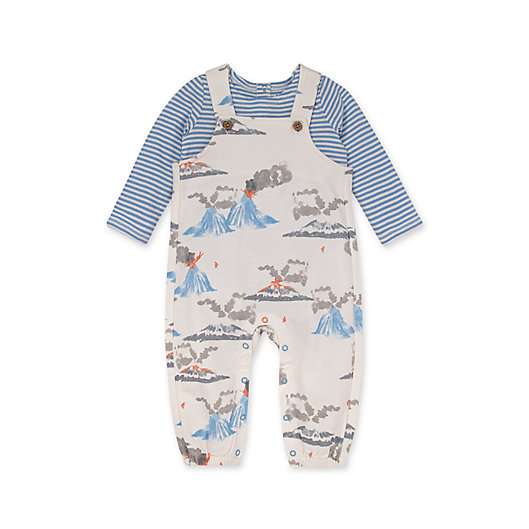 Alternate image 1 for Burt's Bees Baby® Size 3-6M 2-Piece Volcanic Eruption Overall and Bodysuit Set in Eggshell