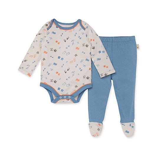 Alternate image 1 for Burt's Bees Baby® Size 3-6M Reptile Tracks Organic Cotton Bodysuit and Footed Pant Set