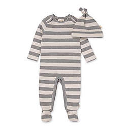 Burt's Bees Baby® Thermal Stripe Jumpsuit and Hat Set in Grey