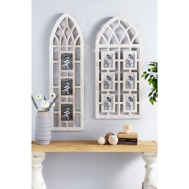 Ridge Road D&eacute;cor 6-Opening Whitewashed Wood Vintage Wall Photo Frame. View a larger version of this product image.