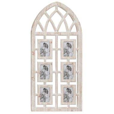 Ridge Road D&eacute;cor 6-Opening Whitewashed Wood Vintage Wall Photo Frame. View a larger version of this product image.