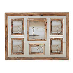 Ridge Road Décor Vintage 6-Photo Wood Picture Frame in Distressed Brown