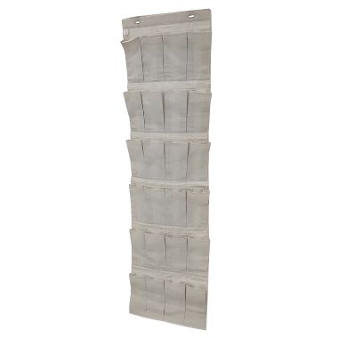 Squared Away&trade; Over-the-Door 24-Pocket Shoe Organizer in Oyster Grey. View a larger version of this product image.