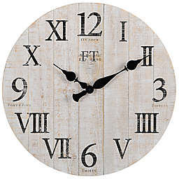 FirsTime & Co.® 24-Inch Round Rustic Barn Wood Wall Clock in White