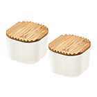 Alternate image 4 for Squared Away&trade; Small Storage Bins with Bamboo Lids in White (Set of 2)