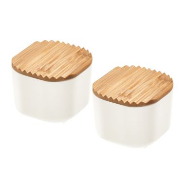 Squared Away&trade; Small Storage Bins with Bamboo Lids in White (Set of 2). View a larger version of this product image.