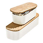 Alternate image 4 for Squared Away&trade; Medium Storage Bin with Bamboo Lid in White