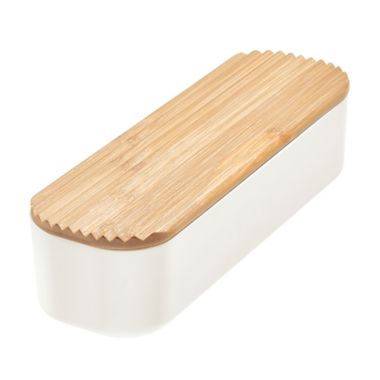 Squared Away&trade; Large Storage Bin with Bamboo Lid in White. View a larger version of this product image.