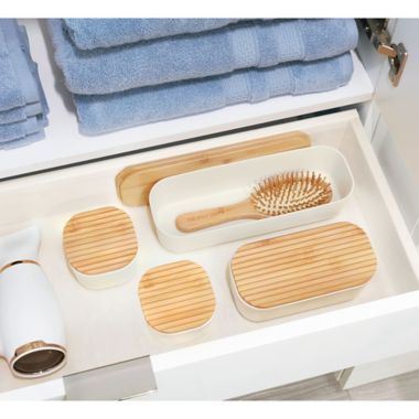 Squared Away&trade; Large Storage Bin with Bamboo Lid in White. View a larger version of this product image.