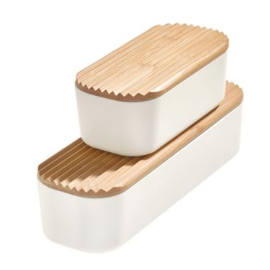 Squared Away&trade; Large Storage Bin with Bamboo Lid in White. View a larger version of this product image.