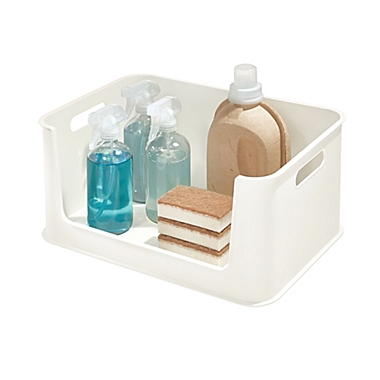 Squared Away&trade; Eco Open-Front Stacking Storage Bin in White. View a larger version of this product image.
