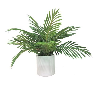 LCG Floral 19-Inch Faux Phoenix Palm with White Deco Ceramic Pot