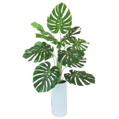 36" x 18" Artificial Monstera Plant in Ceramic Planter White - LCG Florals