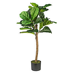 LCG Floral 36-Inch Faux Fiddle Leaf Fig Tree with Black Plastic Pot