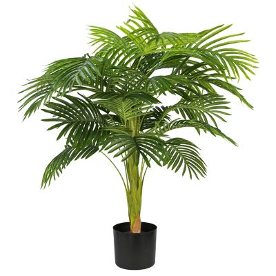 LCG Floral 38-Inch Faux Palm Tree with Black Plastic Pot