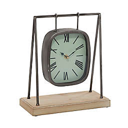 Ridge Road Décor Wood Farmhouse Table Clock in Grey