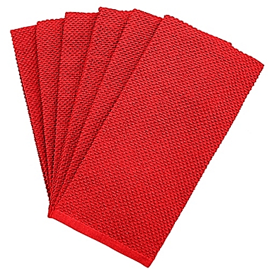 Bumble Towels Solid Popcorn Kitchen Towels in Red (Set of 6). View a larger version of this product image.