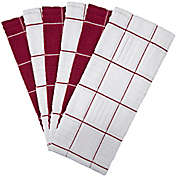 Window Pane Kitchen Towels in Red (Set of 6)