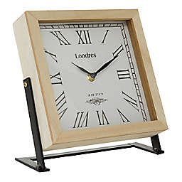 Ridge Road Décor Square Wood Table Clock in Brown