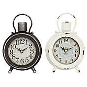 Ridge Road D&eacute;cor 6-Inch x 9-Inch Country Cottage Table Clocks in Black/White (Set of 2)