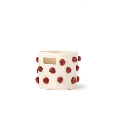 Pehr Pom-Pom Mini Canvas Storage Bin in Clay. View a larger version of this product image.