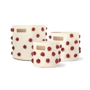 Pehr Pom-Pom Mini Canvas Storage Bin in Clay. View a larger version of this product image.