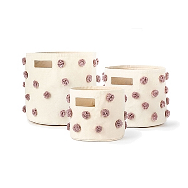 Pehr Pom-Pom Pint Canvas Storage Bin in Mauve. View a larger version of this product image.