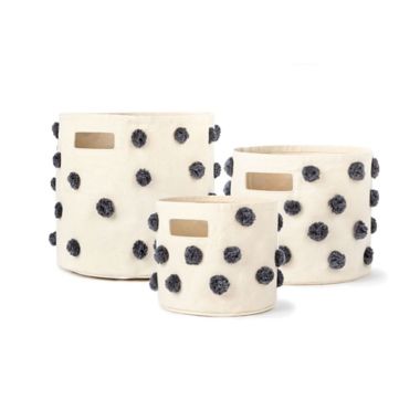 Pehr Pom-Pom Pint Canvas Storage Bin in Fountain Blue. View a larger version of this product image.