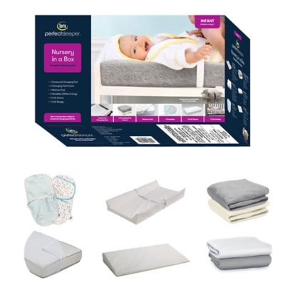Serta&reg; 9-Piece Nursery-in-a-Box Nursery Bedding Gift Set in White/Grey