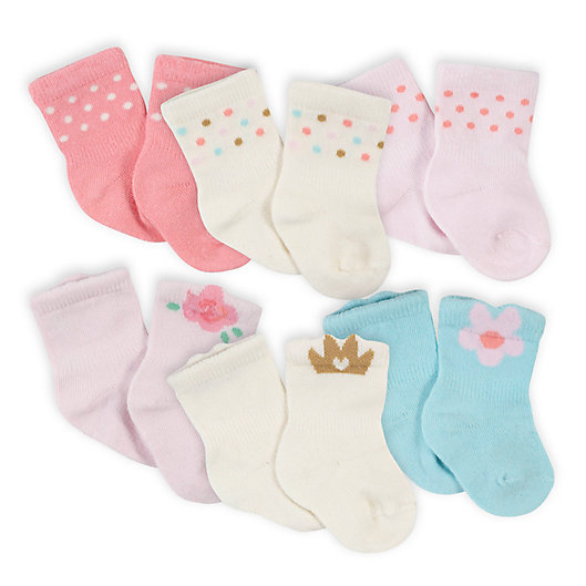 Alternate image 1 for Gerber® 6-Pack Princess Wiggle-Proof Crew Socks in Pink