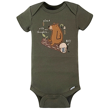 Gerber&reg; Onesies&reg; Brand Newborn 4-Pack Bear Short Sleeve Bodysuits in Green. View a larger version of this product image.