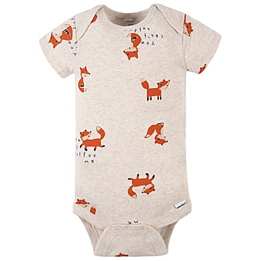 Gerber&reg; Onesies&reg; Brand Size 3-6M 4-Pack Fox Short Sleeve Bodysuits in Orange. View a larger version of this product image.