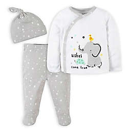 Gerber® Size 0-3M 3-Piece Animals Take-Me-Home Set in Grey/White