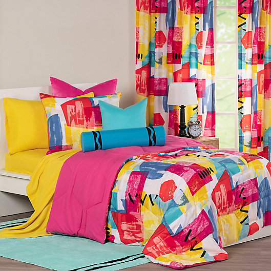 Alternate image 1 for Crayola® Abstraction 2-Piece Reversible Twin Comforter Set in Hot Magenta