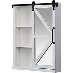 FirsTime & Co.® Winona 28-Inch x 21-Inch Farmhouse Barn Door Cabinet Wall Mirror in White