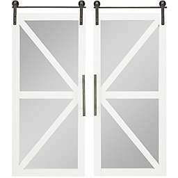 FirsTime & Co.® Carriage Barn Door 34-Inch x 14-Inch Wall Mirrors in White (Set of 2)