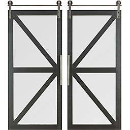 FirsTime & Co.® Carriage Barn Door 34-Inch x 14-Inch Wall Mirrors in Black (Set of 2)