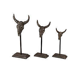 Ridge Road Décor Eclectic Metal Bull Sculptures (Set of 3)